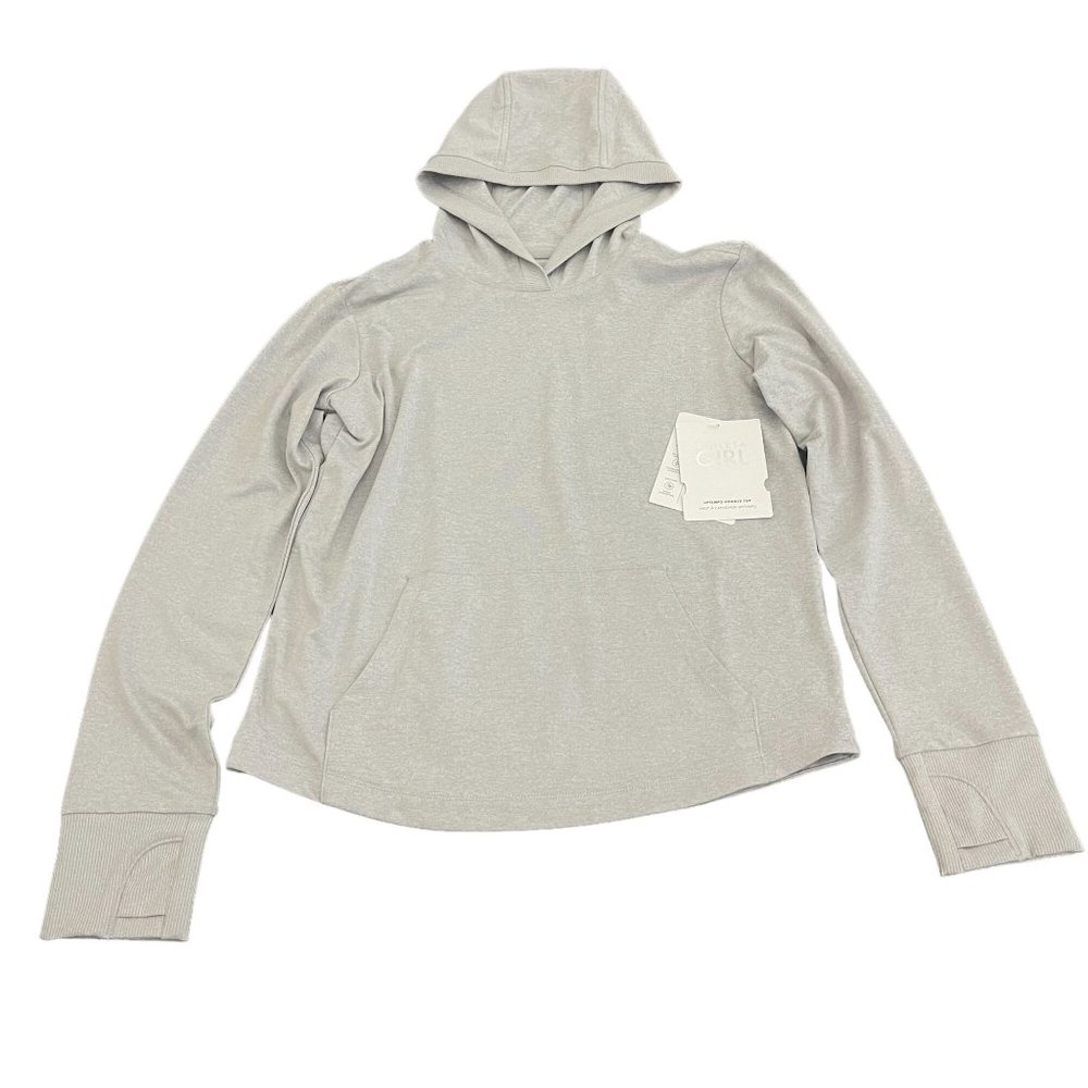 Athleta Girl Gray Hoodie Youth Pullover Top, Size L (12) NWT